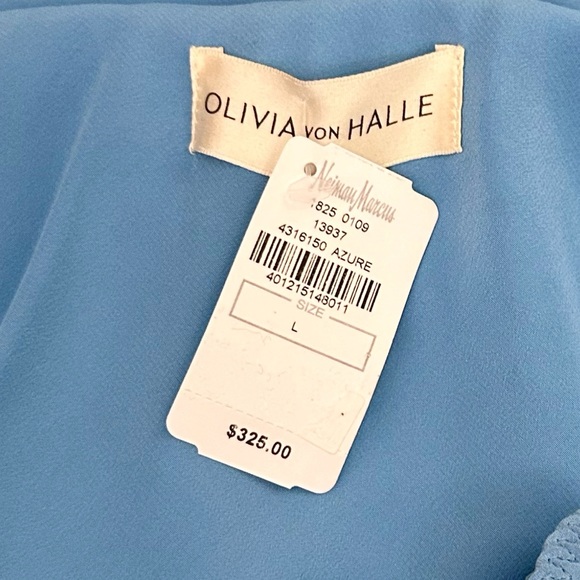 NWT Olivia Von Halle Bella Silk Camisole and Shorts Set in Azure Size L - Picture 10 of 12